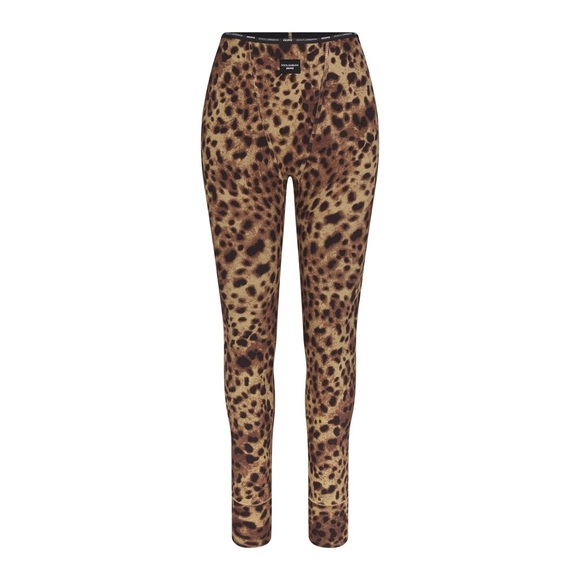 SKIMS Pants - Dolce & Gabbana x SKIMS Cotton Rib Legging in Leopard